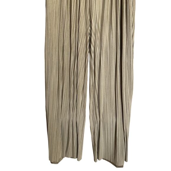 Samsoe Uma Trousers In Elmwood Pleated Wide Leg Pull On Style Gold Size Large - Picture 5 of 14